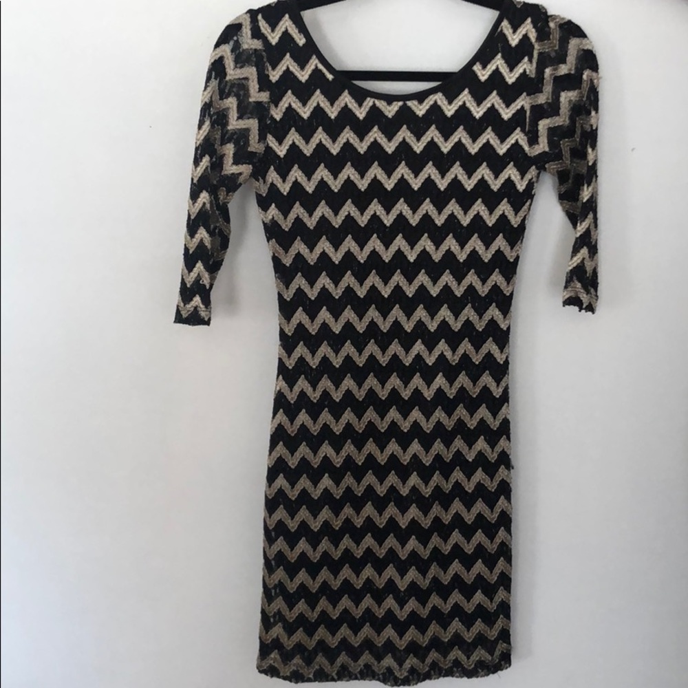 Black and gold chevron bodycon dress